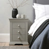 Velvora Home — Chantilly Pebble Grey 3-Drawer Bedside Table
