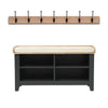 Velvora Home — Chester Charcoal Open Shoe Storage Bench with 7-Hook Rack