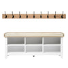 Chester Pure White Large Open Shoe Storage Bench with 9-Hook Rack — Velvora Home